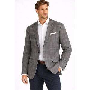 Paul Betenly Jacket 40R Gray Plaid Sport Coat Wool Cashmere Silk Italian Fabric
